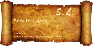 Streit Lajos névjegykártya